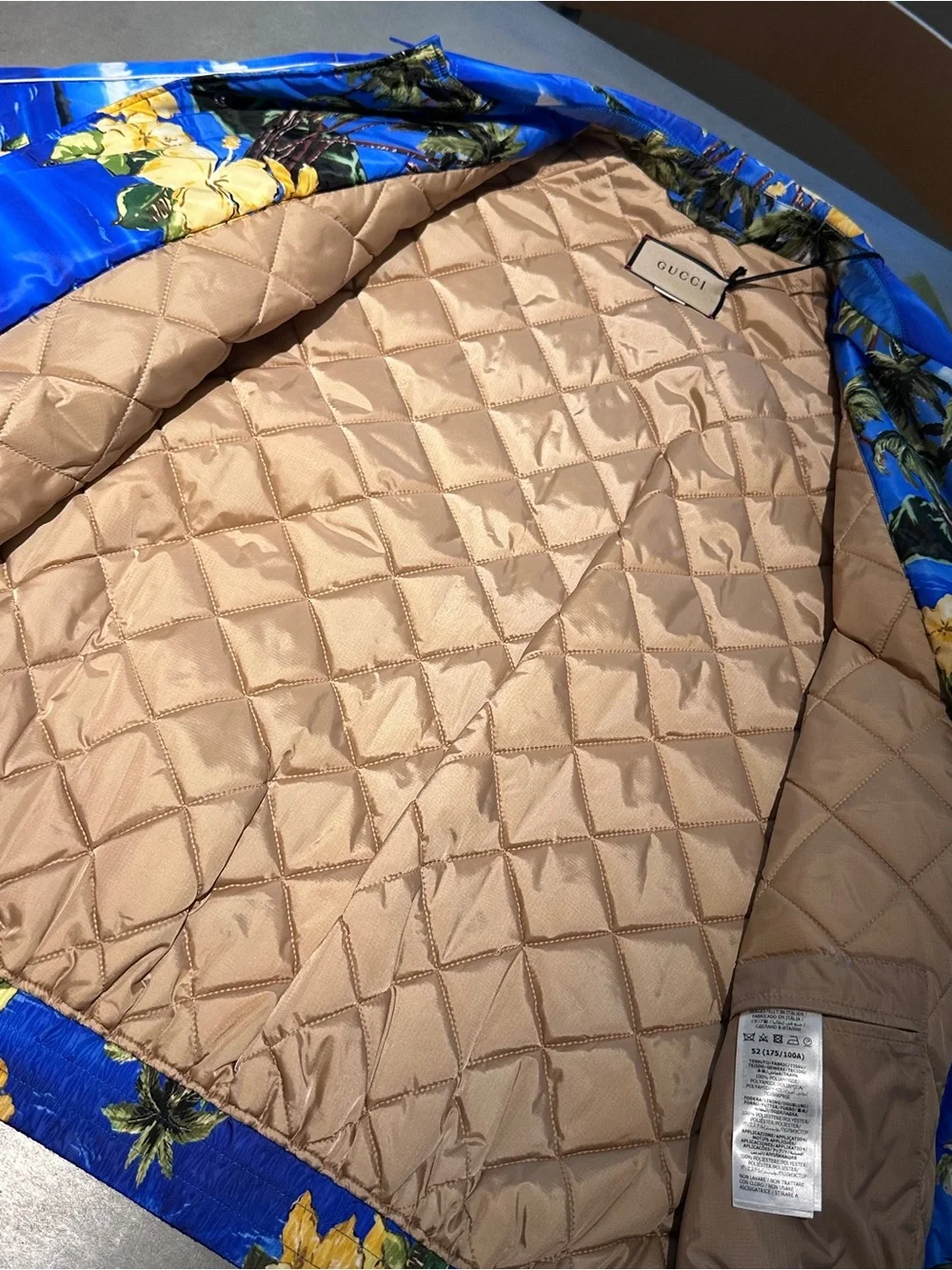 Gucci Multi-Color Tropical Print Jacket with Blue Accents